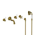 Lefroy Brooks La Chapelle Bateria wannowo-natryskowa podtynkowa 5-otworowa z zestawem prysznicowym Antique Gold FW1247AG