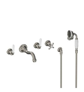 Lefroy Brooks La Chapelle Bateria wannowo-natryskowa podtynkowa 5-otworowa z zestawem prysznicowym Silver Nickel FW1247NK