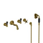 Lefroy Brooks La Chapelle Bateria wannowo-natryskowa podtynkowa 5-otworowa z zestawem prysznicowym Antique Gold CR1247AG