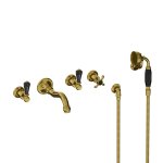 Lefroy Brooks La Chapelle Bateria wannowo-natryskowa podtynkowa 5-otworowa z zestawem prysznicowym Polished Brass CR1247PB