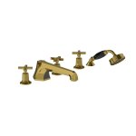 Lefroy Brooks Mackintosh Bateria wannowa 5-otworowa z wyciąganym zestawem prysznicowym Antique Gold MH1260AG