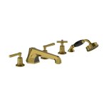 Lefroy Brooks Mackintosh Bateria wannowa 5-otworowa z wyciąganym zestawem prysznicowym Antique Gold ML1260AG