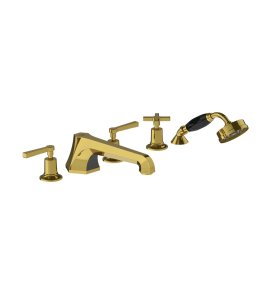 Lefroy Brooks Mackintosh Bateria wannowa 5-otworowa z wyciąganym zestawem prysznicowym Polished Brass ML1260PB