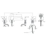Lefroy Brooks Mackintosh Bateria wannowa 5-otworowa z wyciąganym zestawem prysznicowym Chrom MB1260CP