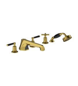 Lefroy Brooks Mackintosh Bateria wannowa 5-otworowa z wyciąganym zestawem prysznicowym Polished Brass MB1260PB
