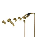 Lefroy Brooks Mackintosh Bateria wannowa 5-otworowa ścienna z zestawem prysznicowym oraz uchwytem Antique Gold MH1247AG