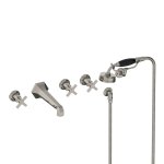 Lefroy Brooks Mackintosh Bateria wannowa 5-otworowa ścienna z zestawem prysznicowym oraz uchwytem Silver Nickel MH1247NK