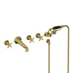 Lefroy Brooks Mackintosh Bateria wannowa 5-otworowa ścienna z zestawem prysznicowym oraz uchwytem Polished Brass MH1247PB
