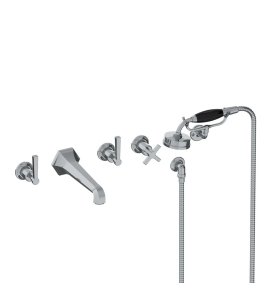 Lefroy Brooks Mackintosh Bateria wannowa 5-otworowa ścienna z zestawem prysznicowym oraz uchwytem Chrom ML1247CP