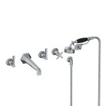 Lefroy Brooks Mackintosh Bateria wannowa 5-otworowa ścienna z zestawem prysznicowym oraz uchwytem Chrom ML1247CP