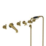 Lefroy Brooks Mackintosh Bateria wannowa 5-otworowa ścienna z zestawem prysznicowym oraz uchwytem Antique Gold ML1247AG