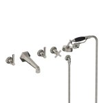 Lefroy Brooks Mackintosh Bateria wannowa 5-otworowa ścienna z zestawem prysznicowym oraz uchwytem Silver Nickel ML1247NK