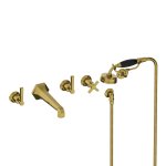 Lefroy Brooks Mackintosh Bateria wannowa 5-otworowa ścienna z zestawem prysznicowym oraz uchwytem Polished Brass ML1247PB