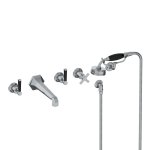 Lefroy Brooks Mackintosh Bateria wannowa 5-otworowa ścienna z zestawem prysznicowym oraz uchwytem Chrom MB1247CP