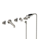 Lefroy Brooks Mackintosh Bateria wannowa 5-otworowa ścienna z zestawem prysznicowym oraz uchwytem Silver Nickel MB1247NK