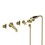 Lefroy Brooks Mackintosh Bateria wannowa 5-otworowa ścienna z zestawem prysznicowym oraz uchwytem Polished Brass MB1247PB