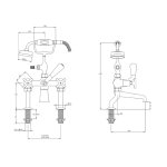 Lefroy Brooks Mackintosh Bateria wannowa 2-otworowa z zestawem prysznicowym Chrom MH1100CP