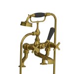 Lefroy Brooks Mackintosh Bateria wannowa 2-otworowa z zestawem prysznicowym Antique Gold MH1100AG