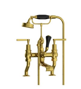 Lefroy Brooks Mackintosh Bateria wannowa 2-otworowa z zestawem prysznicowym Polished Brass ML1100PB