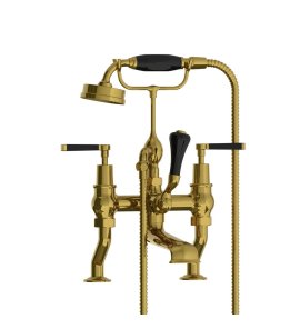 Lefroy Brooks Mackintosh Bateria wannowa 2-otworowa z zestawem prysznicowym Antique Gold MB1100AG