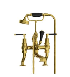 Lefroy Brooks Mackintosh Bateria wannowa 2-otworowa z zestawem prysznicowym Polished Brass MB1100PB