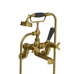 Lefroy Brooks Mackintosh Bateria wannowa ścienna z zestawem prysznicowym Antique Gold MH1166AG