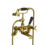 Lefroy Brooks Mackintosh Bateria wannowa ścienna z zestawem prysznicowym Polished Brass MH1166PB