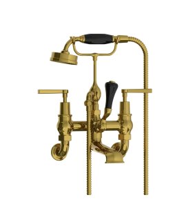 Lefroy Brooks Mackintosh Bateria wannowa ścienna z zestawem prysznicowym Antique Gold ML1166AG