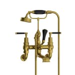 Lefroy Brooks Mackintosh Bateria wannowa ścienna z zestawem prysznicowym Antique Gold MB1166AG