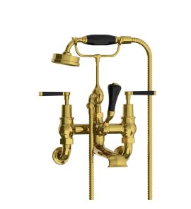 Lefroy Brooks Mackintosh Bateria wannowa ścienna z zestawem prysznicowym Polished Brass MB1166PB