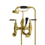 Lefroy Brooks Mackintosh Bateria wannowa ścienna z zestawem prysznicowym Polished Brass MB1166PB