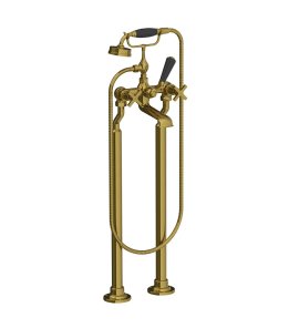 Lefroy Brooks Mackintosh Bateria wannowa wolnostojąca z zestawem prysznicowym Antique Gold MH1144AG