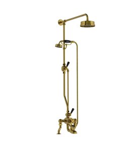 Lefroy Brooks Mackintosh Bateria wannowa termostatyczna 2-otworowa z deszczownicą Ø 154 mm i zestawem prysznicowym Antique Gold DMMK8824AG