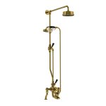 Lefroy Brooks Mackintosh Bateria wannowa termostatyczna 2-otworowa z deszczownicą Ø 154 mm i zestawem prysznicowym Antique Gold DMMK8824AG