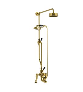 Lefroy Brooks Mackintosh Bateria wannowa termostatyczna 2-otworowa z deszczownicą Ø 154 mm i zestawem prysznicowym Polished Brass DMMK8824PB