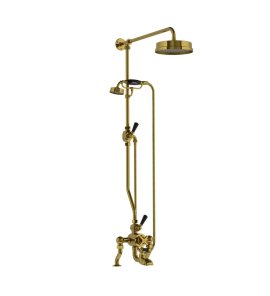 Lefroy Brooks Mackintosh Bateria wannowa termostatyczna 2-otworowa z deszczownicą Ø 197 mm i zestawem prysznicowym Polished Brass DMMK8825PB