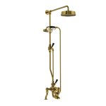 Lefroy Brooks Mackintosh Bateria wannowa termostatyczna 2-otworowa z deszczownicą Ø 197 mm i zestawem prysznicowym Polished Brass DMMK8825PB