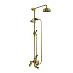Lefroy Brooks Mackintosh Bateria wannowa termostatyczna 2-otworowa z deszczownicą Ø 154 mm i zestawem prysznicowym Antique Gold WMMK8824AG