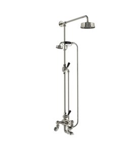 Lefroy Brooks Mackintosh Bateria wannowa termostatyczna 2-otworowa z deszczownicą Ø 154 mm i zestawem prysznicowym Silver Nickel WMMK8824NK