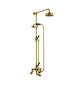 Lefroy Brooks Mackintosh Bateria wannowa termostatyczna 2-otworowa z deszczownicą Ø 154 mm i zestawem prysznicowym Polished Brass WMMK8824PB