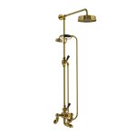 Lefroy Brooks Mackintosh Bateria wannowa termostatyczna 2-otworowa z deszczownicą Ø 197 mm i zestawem prysznicowym Antique Gold WMMK8825AG