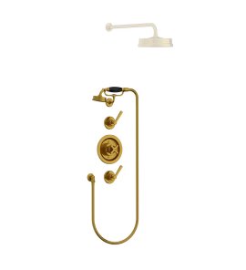 Lefroy Brooks Mackintosh Bateria natryskowa termostatyczna ze słuchawką prysznicową Antique Gold MK8803AG