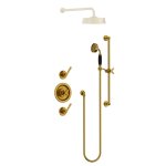 Lefroy Brooks Mackintosh Bateria natryskowa termostatyczna ze słuchawką prysznicową na drążku Antique Gold MK8804AG