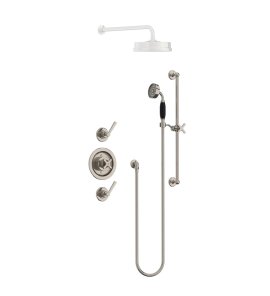 Lefroy Brooks Mackintosh Bateria natryskowa termostatyczna ze słuchawką prysznicową na drążku Silver Nickel MK8804NK