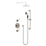 Lefroy Brooks Mackintosh Bateria natryskowa termostatyczna ze słuchawką prysznicową na drążku Silver Nickel MK8804NK