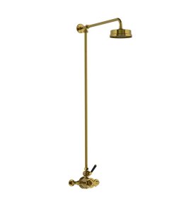 Lefroy Brooks Mackintosh Bateria natryskowa termostatyczna 2-otworowa z deszczownicą Ø 154 mm Antique Gold MB8701AG
