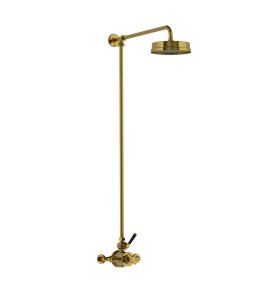 Lefroy Brooks Mackintosh Bateria natryskowa termostatyczna 2-otworowa z deszczownicą Ø 197 mm Antique Gold MB8702AG