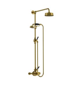 Lefroy Brooks Mackintosh Bateria natryskowa termostatyczna 2-otworowa z deszczownicą Ø 154 mm Antique Gold MB8703AG