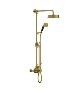 Lefroy Brooks Mackintosh Bateria natryskowa termostatyczna 2-otworowa z deszczownicą Ø 197 mm oraz ze słuchawką na ruchomym uchwycie Antique Gold ML8744AG