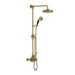 Lefroy Brooks Mackintosh Bateria natryskowa termostatyczna 2-otworowa z deszczownicą Ø 197 mm oraz ze słuchawką na ruchomym uchwycie Antique Gold ML8744AG